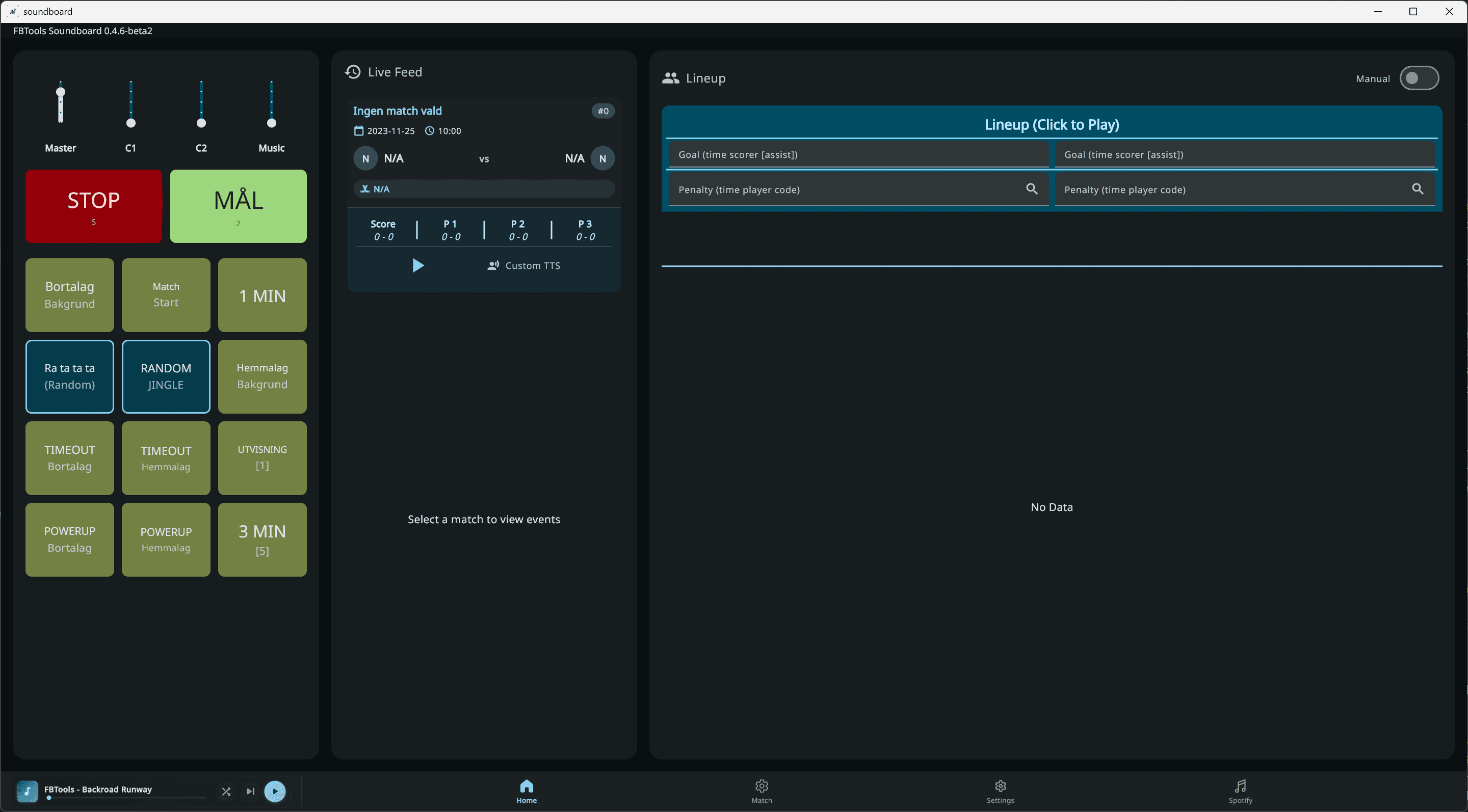Home screen of Floorball Soundboard